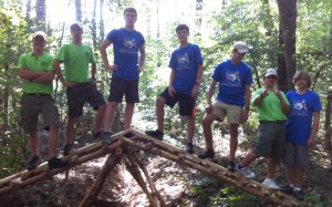 Single Lock Bridge over a narrow ravine at Camp Coker.