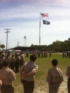 Two Flags Flying on a 32' Pole