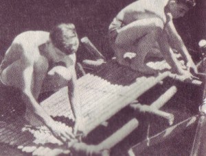 Lashing on Walkway Floor Spars.