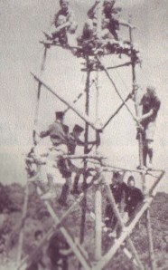 Tightening the Lashings on a 24' Signal Tower