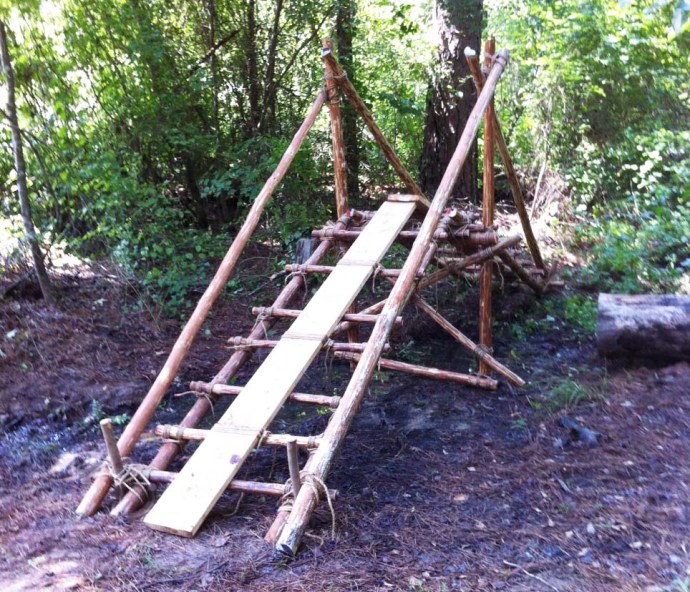 Single Trestle Built Over a Shallow Creek at Camp Coker, Society Hill SC