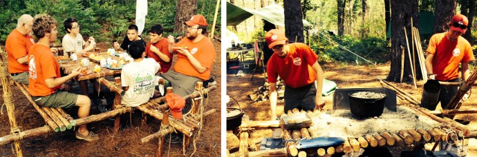 Enjoying Eggs Francois for Breakfast at the Large Camp Table / Baking a Dump Cake on the Chippewa Kitchen