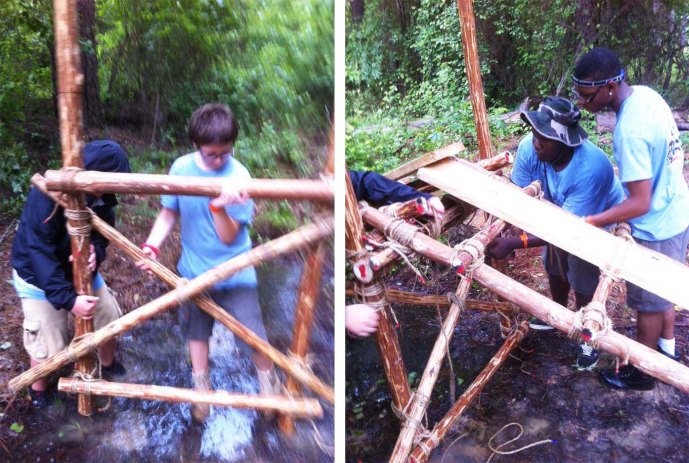 Positioning the Trestle / Lashing the Walkway Underpars to the Trestle Transom