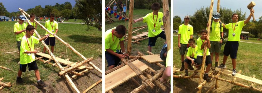 Scouting Rope Bridge Single A-Frame Bridges at the Jamboree – SCOUT PIONEERING