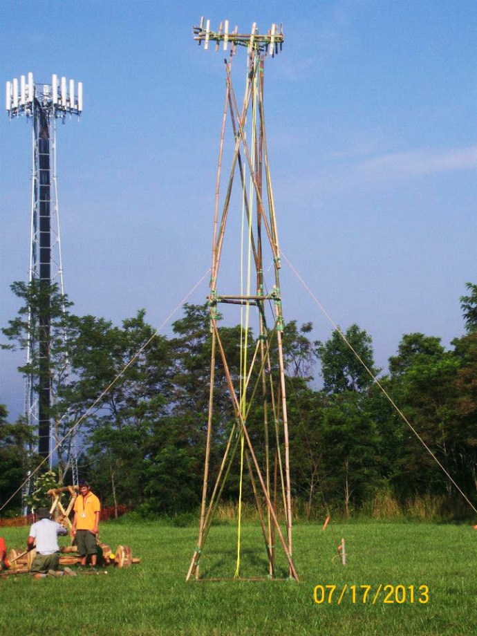 The AT&T Cell Tower made out of Bamboo in the Pioneering Area of the 2013 National Jamboree