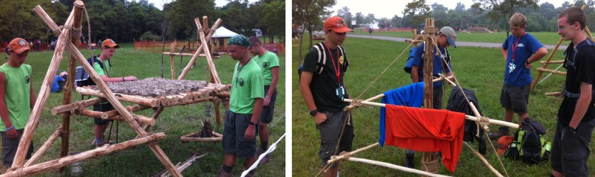Scouts check out the Chippewa Kitchen and Camp Clothes Drying Rack