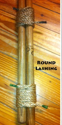 Two Round Lashings Joining Together Two Scout Staves