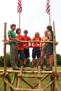 Venture Crew Members enjoy Garden Ground Mountain from atop the Four Tripod Tower