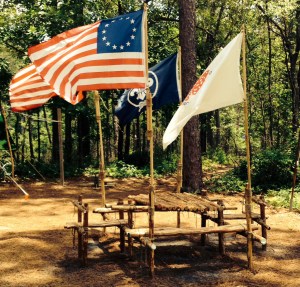 The Table WIth Flags a-Blowin'.