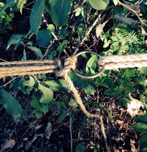 The other ring is in the rope grommet which is attached to the anchor.