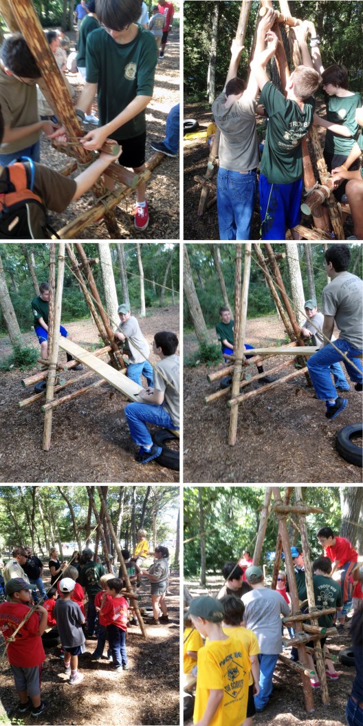 Lots of See-Sawing at a district event for Webelos Scouts