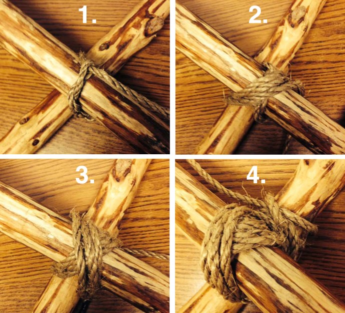 Four Basic Steps to Tying a Traditional Diagonal Lashing